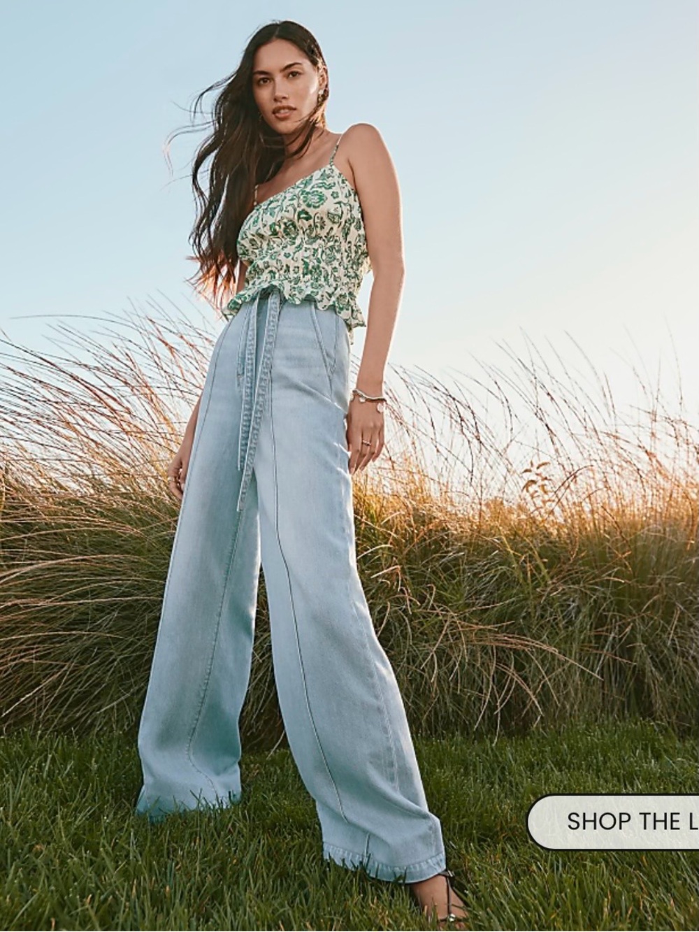 Tie Waist High Rise Palazzo Jeans